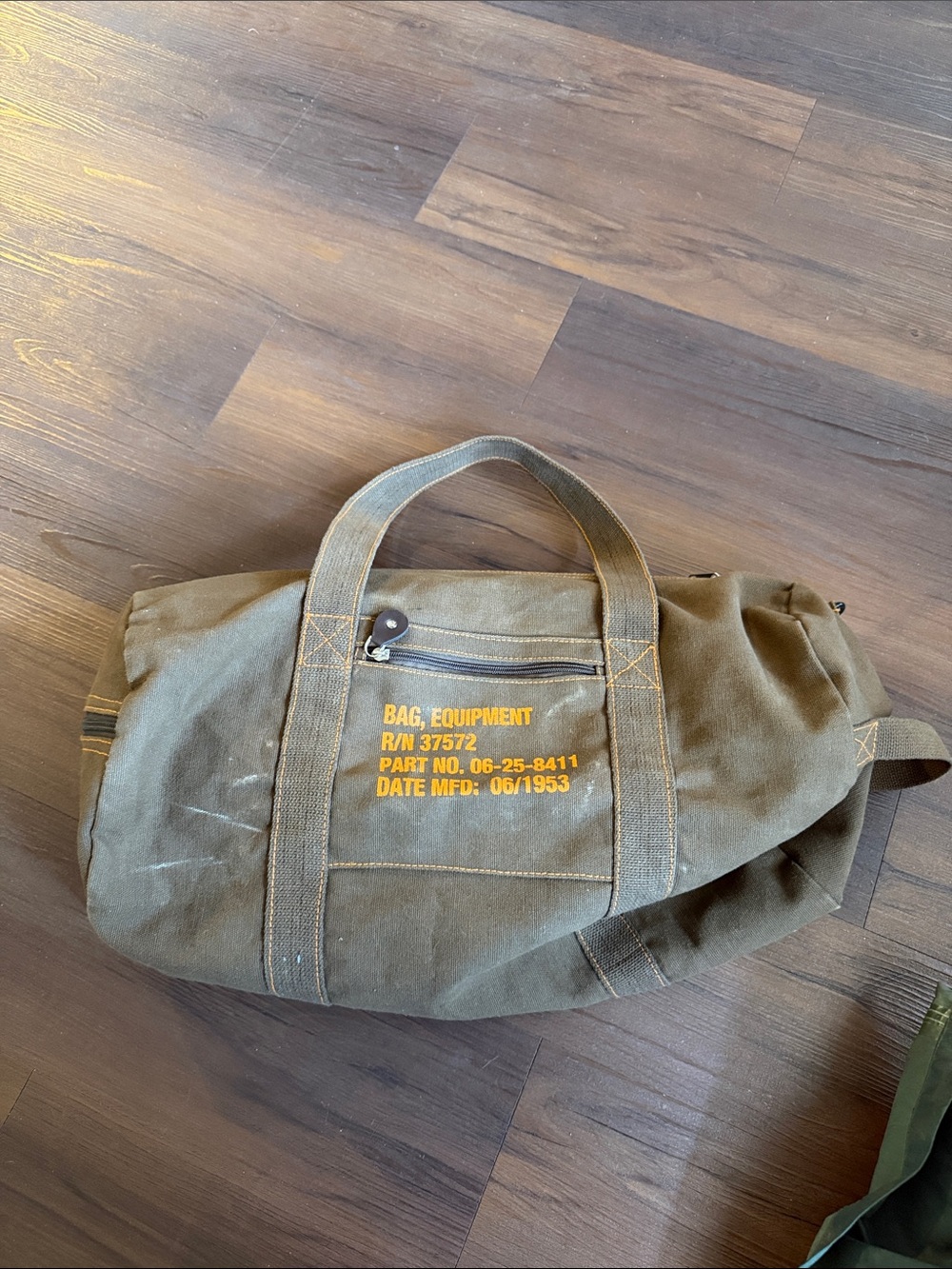 Olive Green Military-Style Canvas Duffel Bag